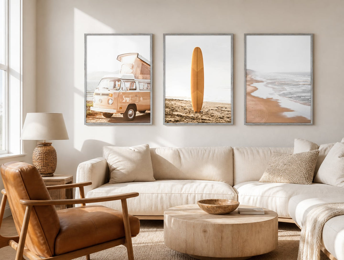 Sunwashed Surf Trio displayed in a palette-matched living room