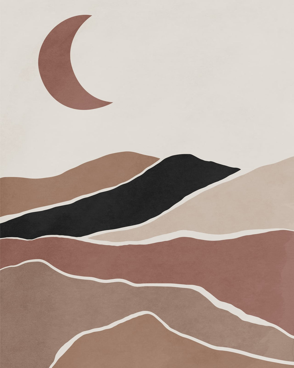 A terracotta lunar landscape.