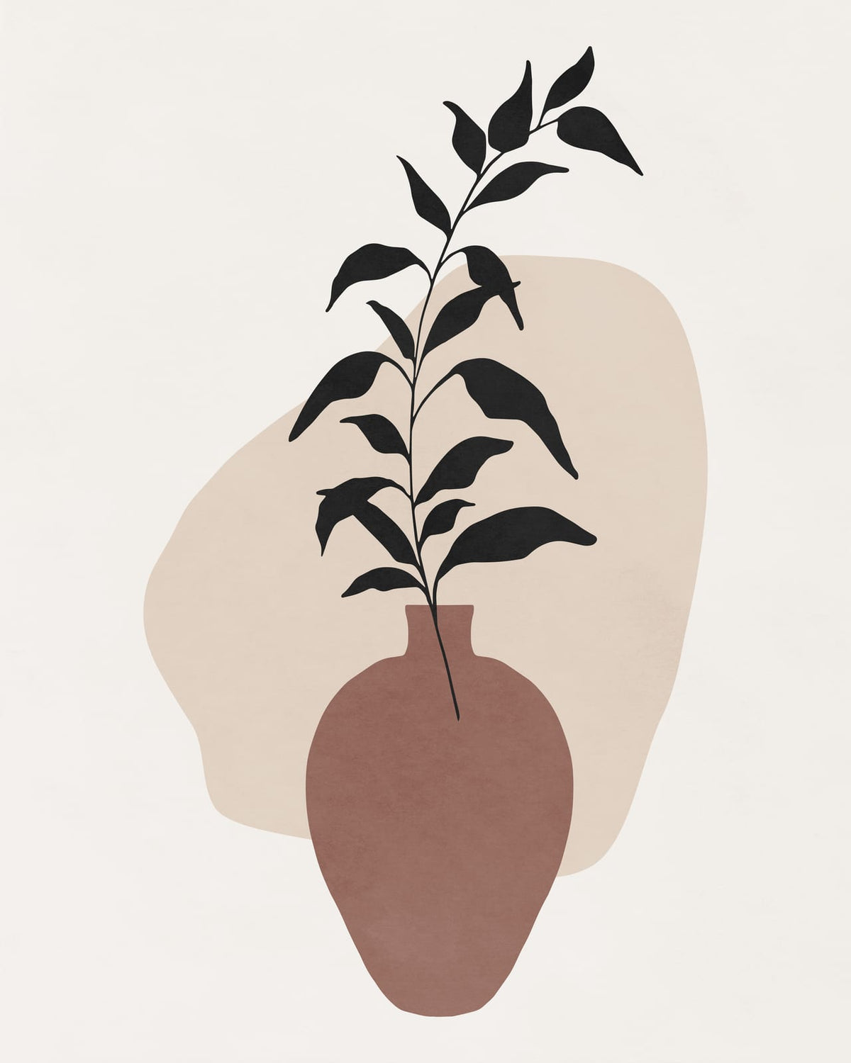 Leaves rising from a vase silhouette.