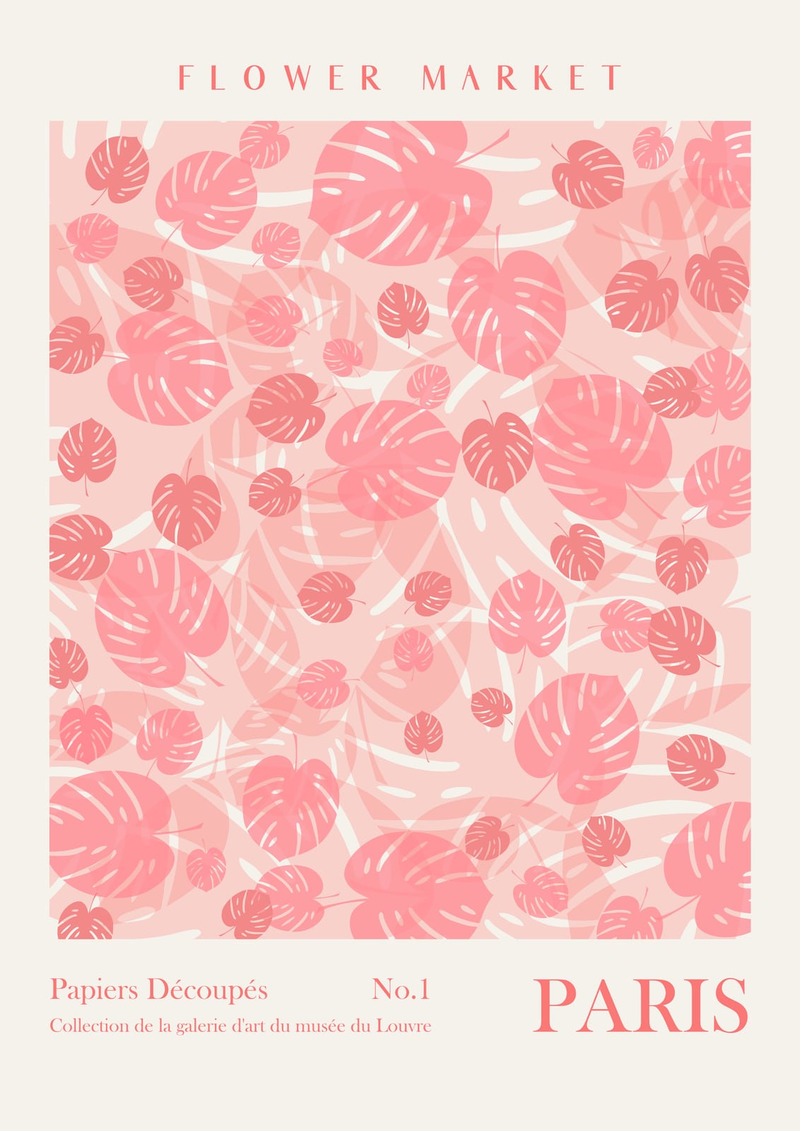 Pink leaves on stripes with PARIS lettering.