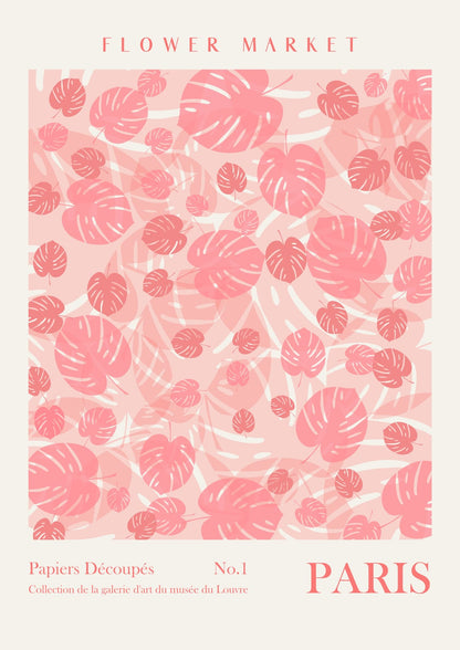Pink leaves on stripes with PARIS lettering.