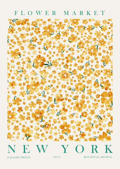 Golden flowers beside NEW YORK lettering.