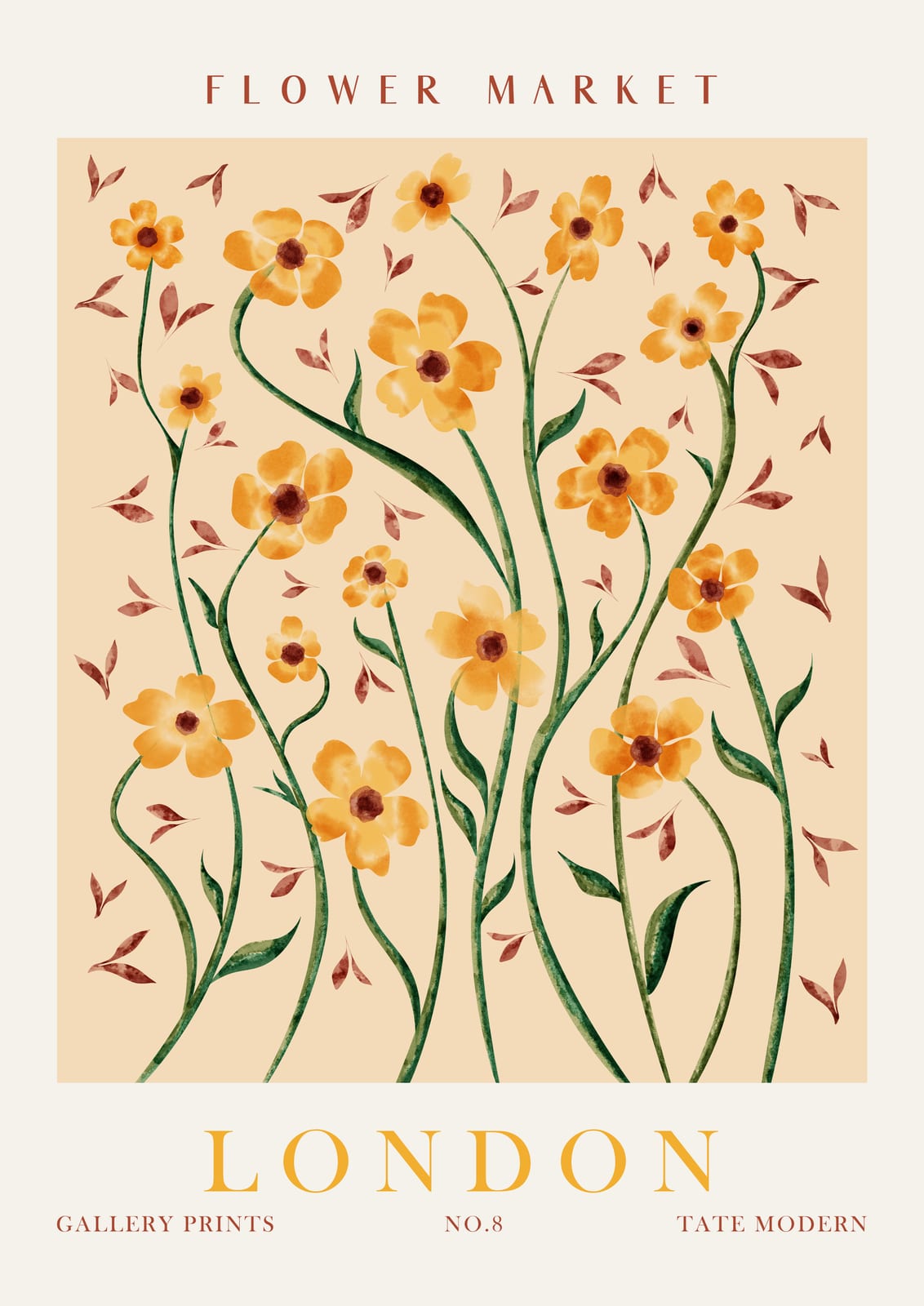 Yellow flowers beside LONDON lettering.