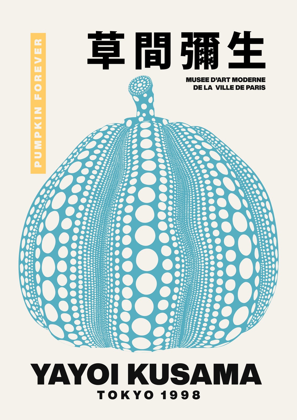 a turquoise pumpkin dotted in white.