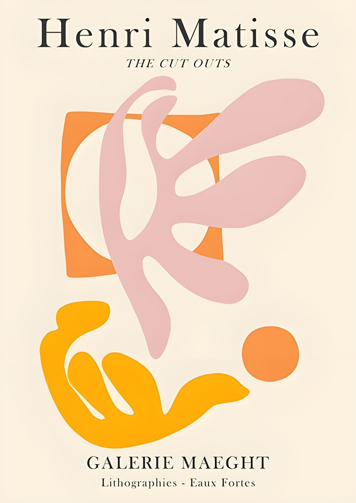 pale leaves, orange circle, and yellow arc with THE CUT OUTS.