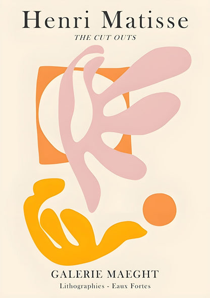 pale leaves, orange circle, and yellow arc with THE CUT OUTS.