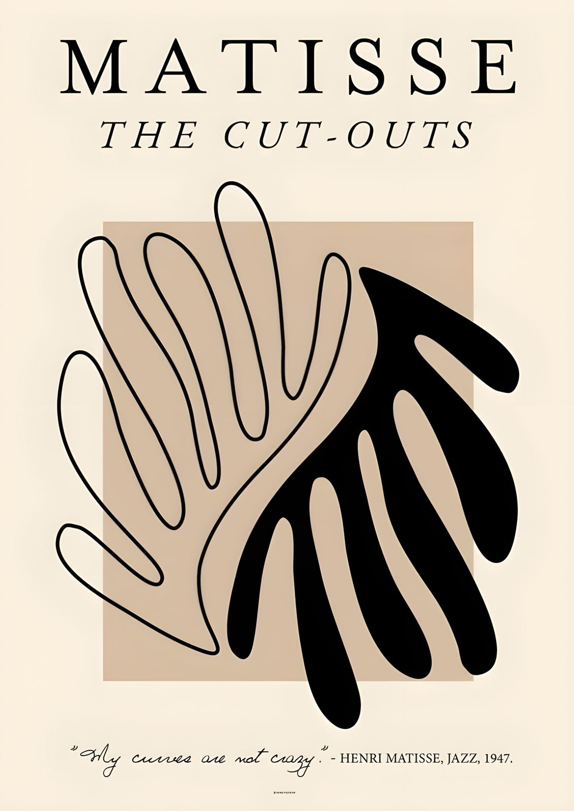 outlined and solid leaves on a light ochre square.