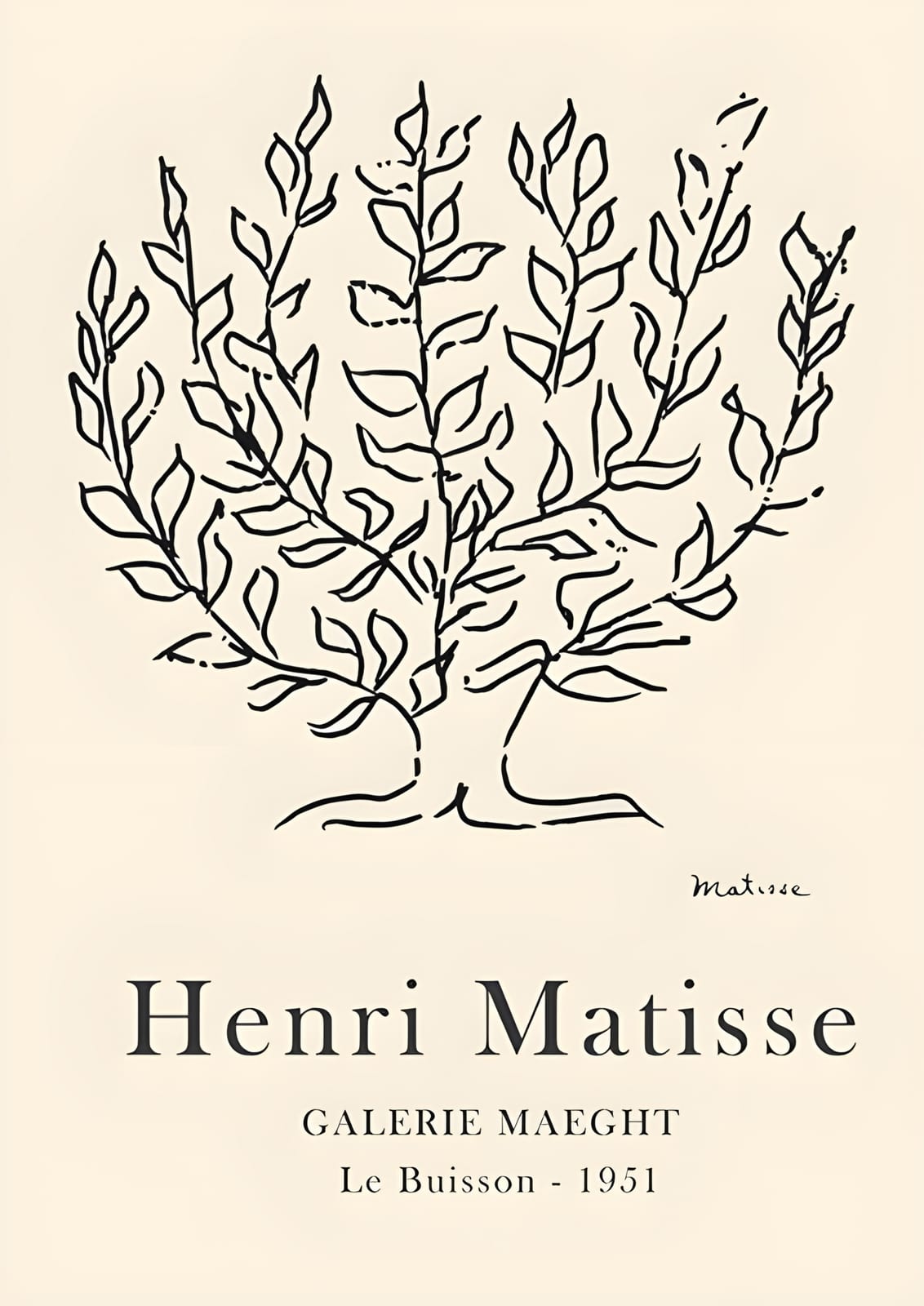 a black line tree on cream.