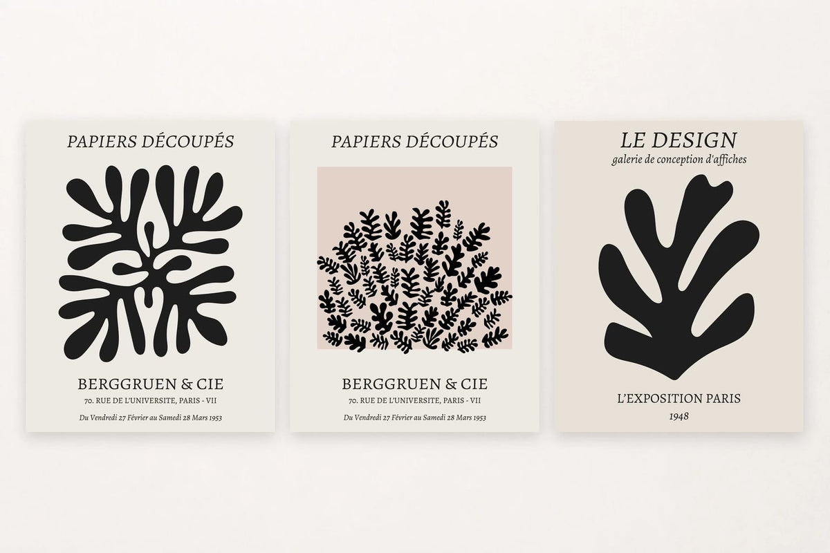 Single leaf cutout, grouped leaf motifs, and a larger form with text.