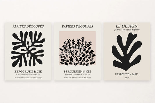 Single leaf cutout, grouped leaf motifs, and a larger form with text.