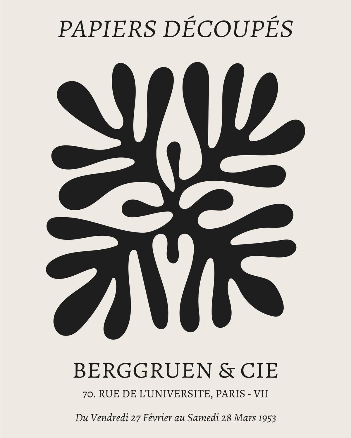 A single leaf-like cutout with PAPIERS DÉCOUPÉS lettering.