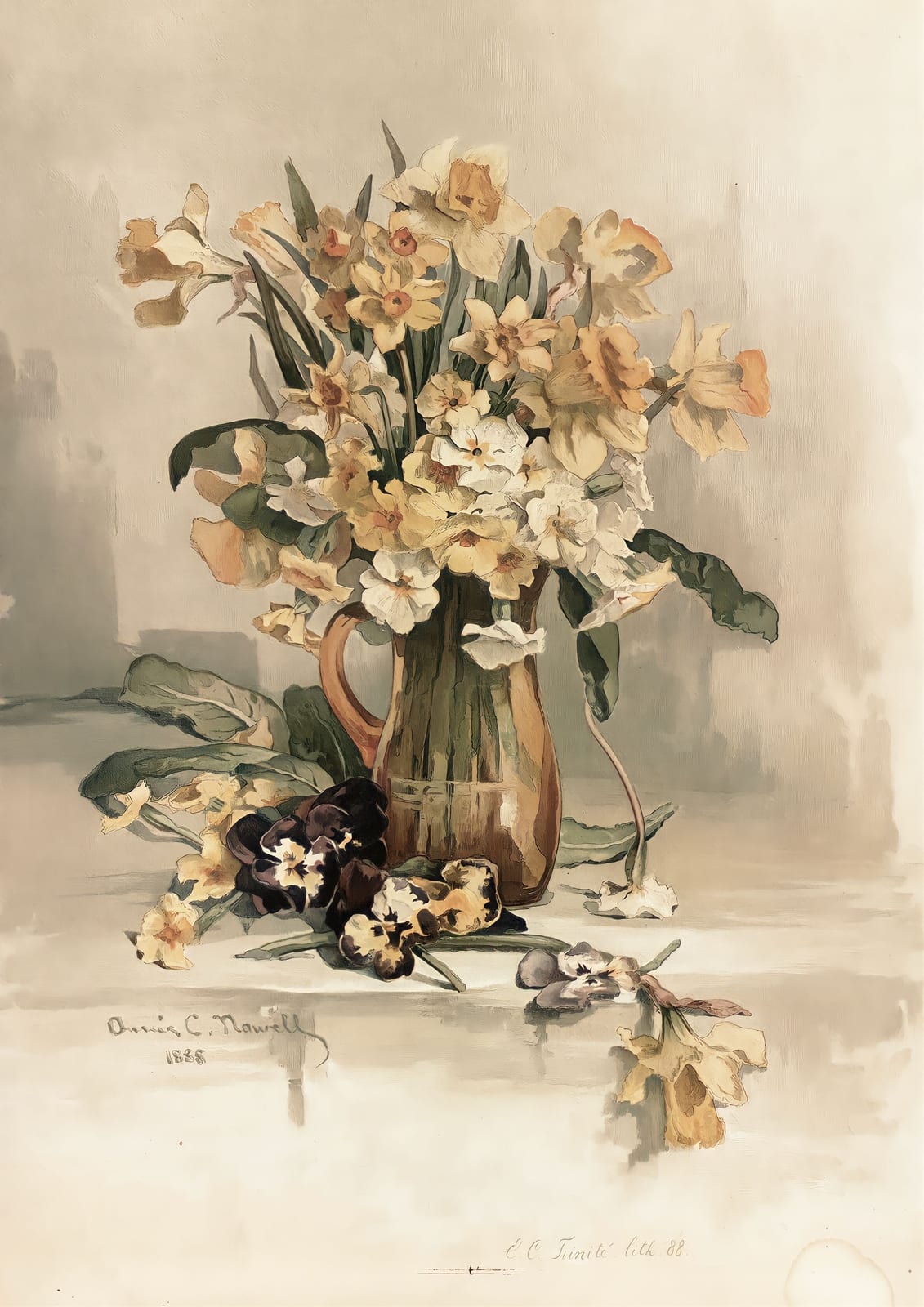 a bouquet arranged in a pitcher