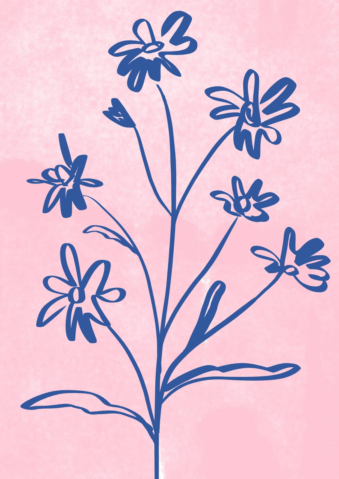 Blue outline flowers on a pink background.