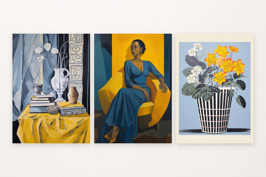 Still life, figure, and floral imagery give the trio a collected feel.