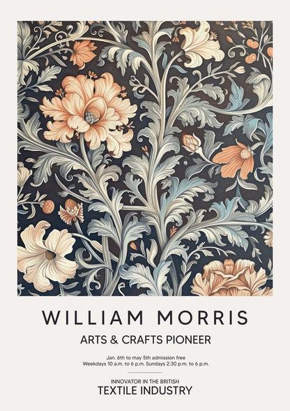 leaf and flower ornament with a visible WILLIAM MORRIS label