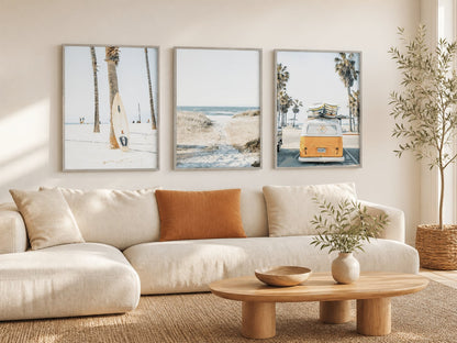 Golden Coast Road Trip Trio displayed in a palette-matched living room