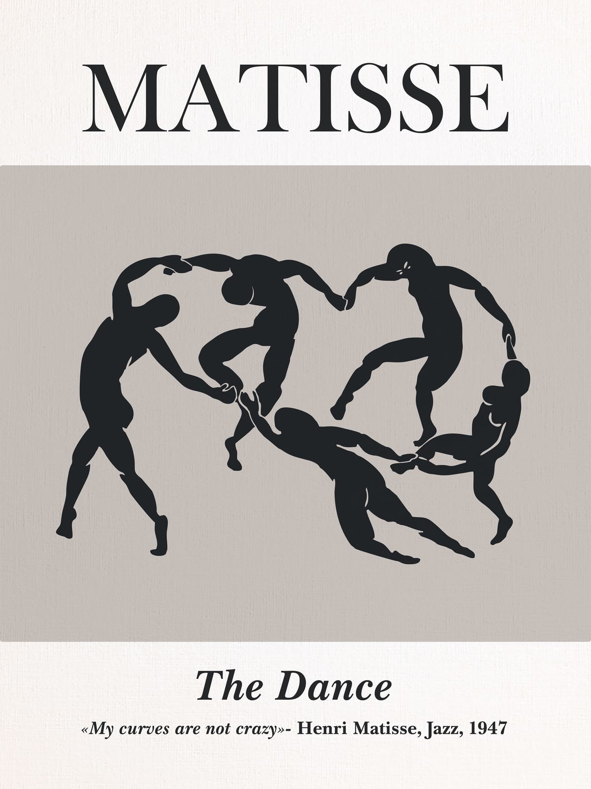 Cream poster with four linked dark figures and visible printed text