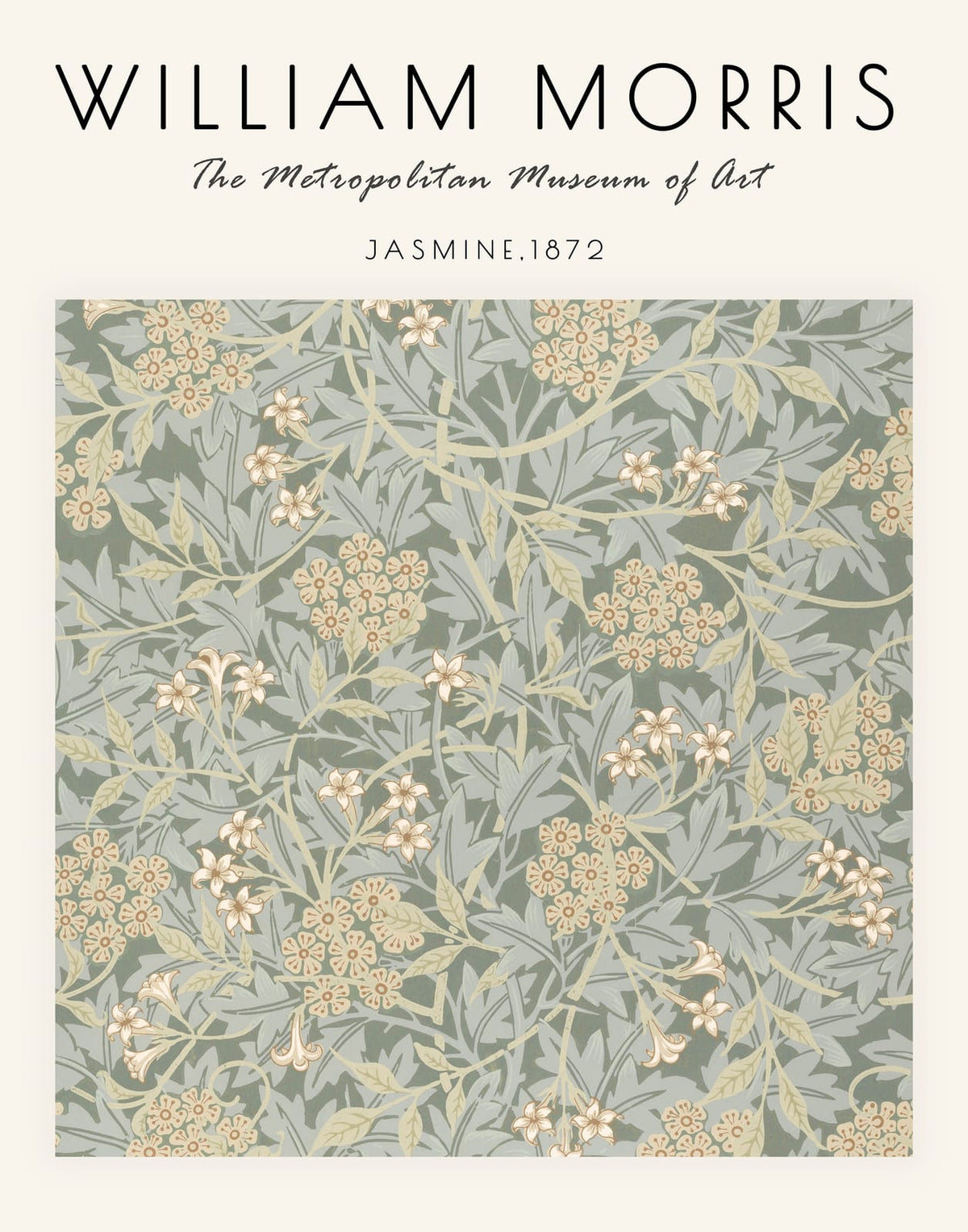 Repeating leafy pattern in cream, sage, and olive