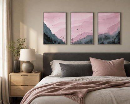 Rose Mountain Flight Trio displayed in a palette-matched teen bedroom
