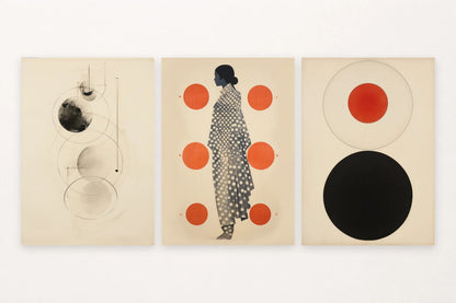 Thin circles, an orange-dotted profile, and red-black rings vary the graphic scale.