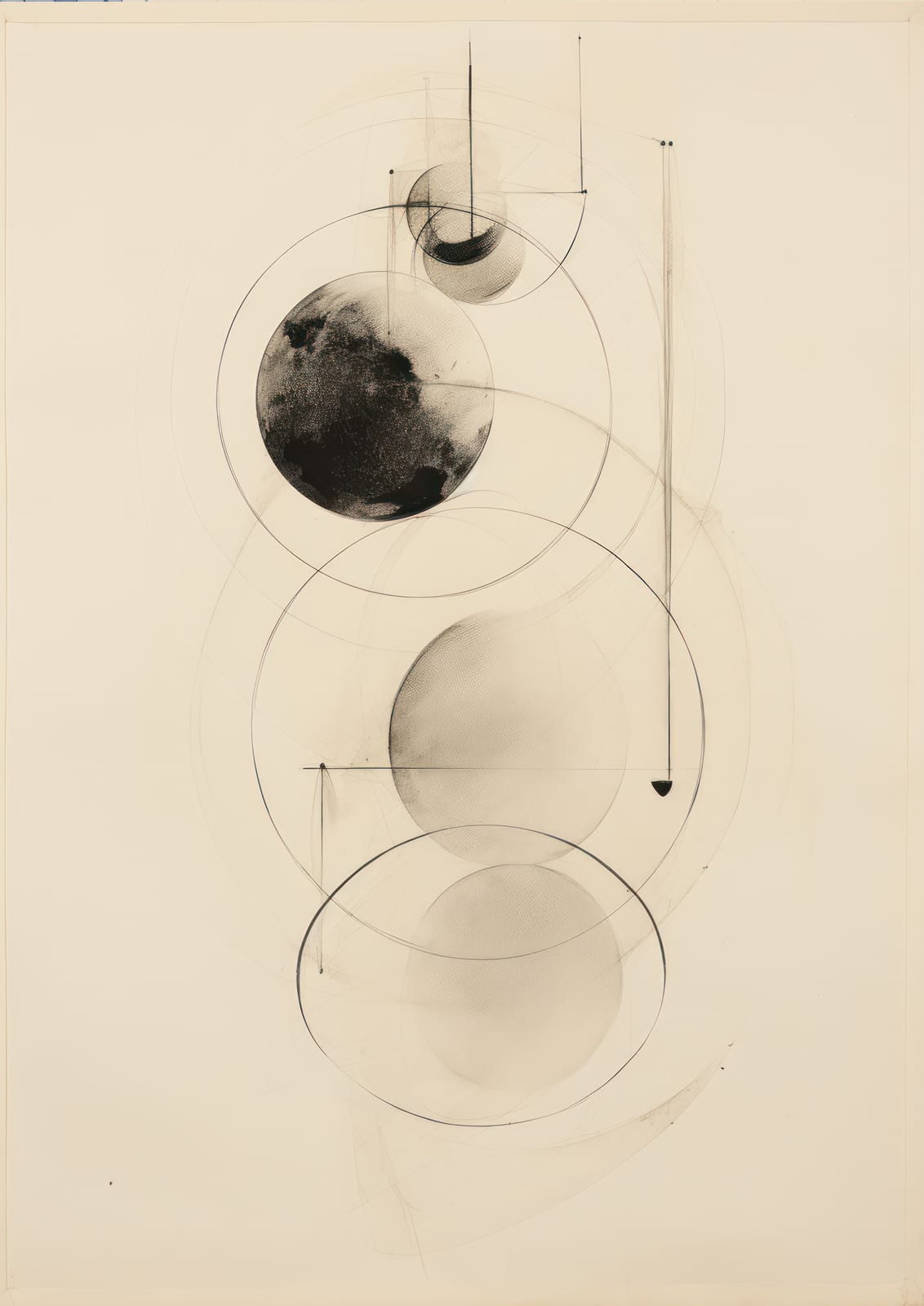Fine outlined circles form a geometric composition.