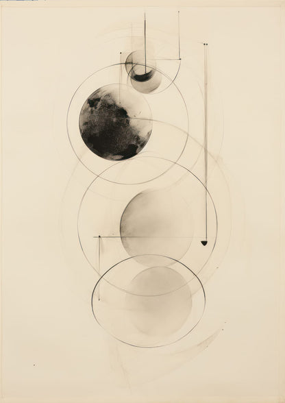 Fine outlined circles form a geometric composition.