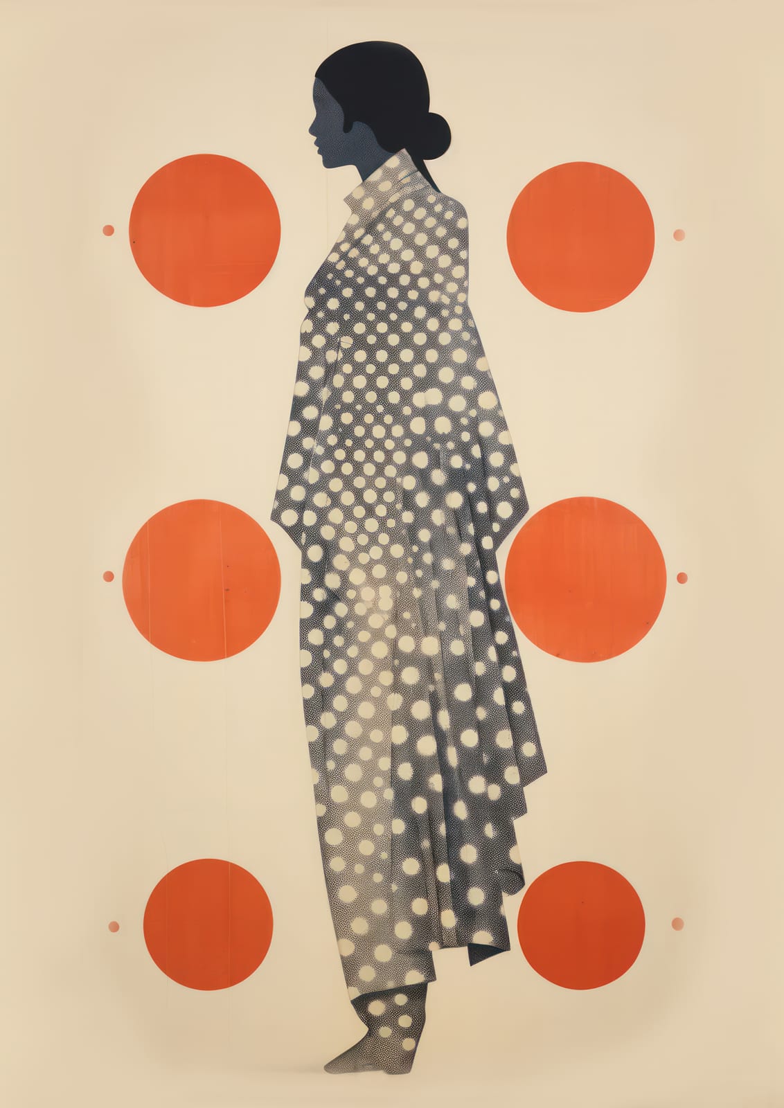A woman’s profile is marked with orange dots.