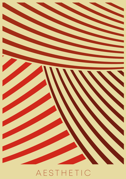 Red-brown diagonals cross the first print beneath a short phrase.