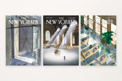 Tall architectural spaces move from a public hall to a station and bright office.