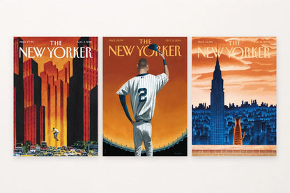 An urban skyline, a number-two baseball player, and a cat bring three playful scenes.