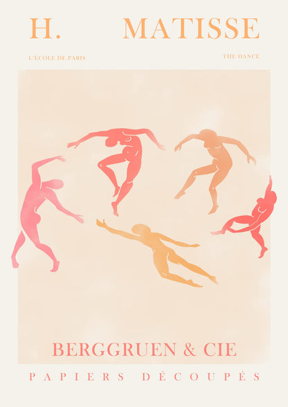 Five dancing figures on cream.