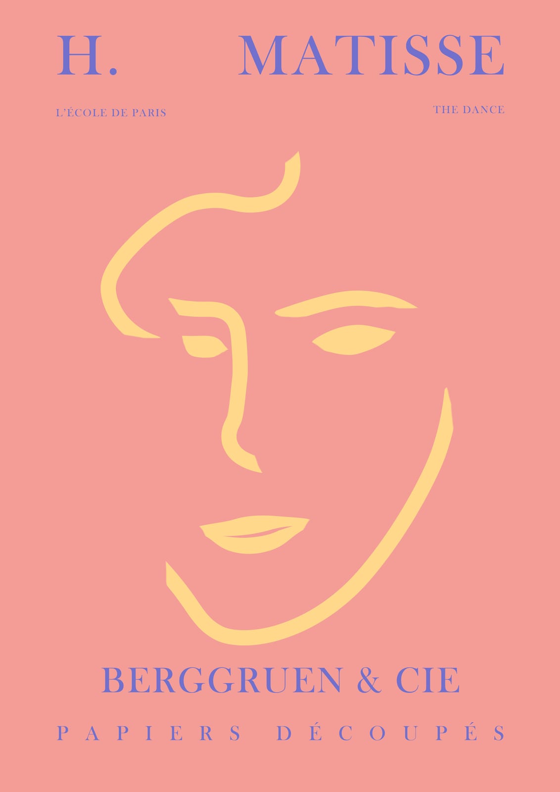 Yellow face on coral pink.