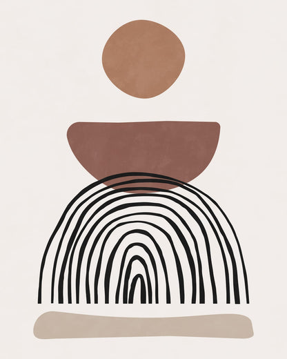 Geometric circles arranged above a curved arch.