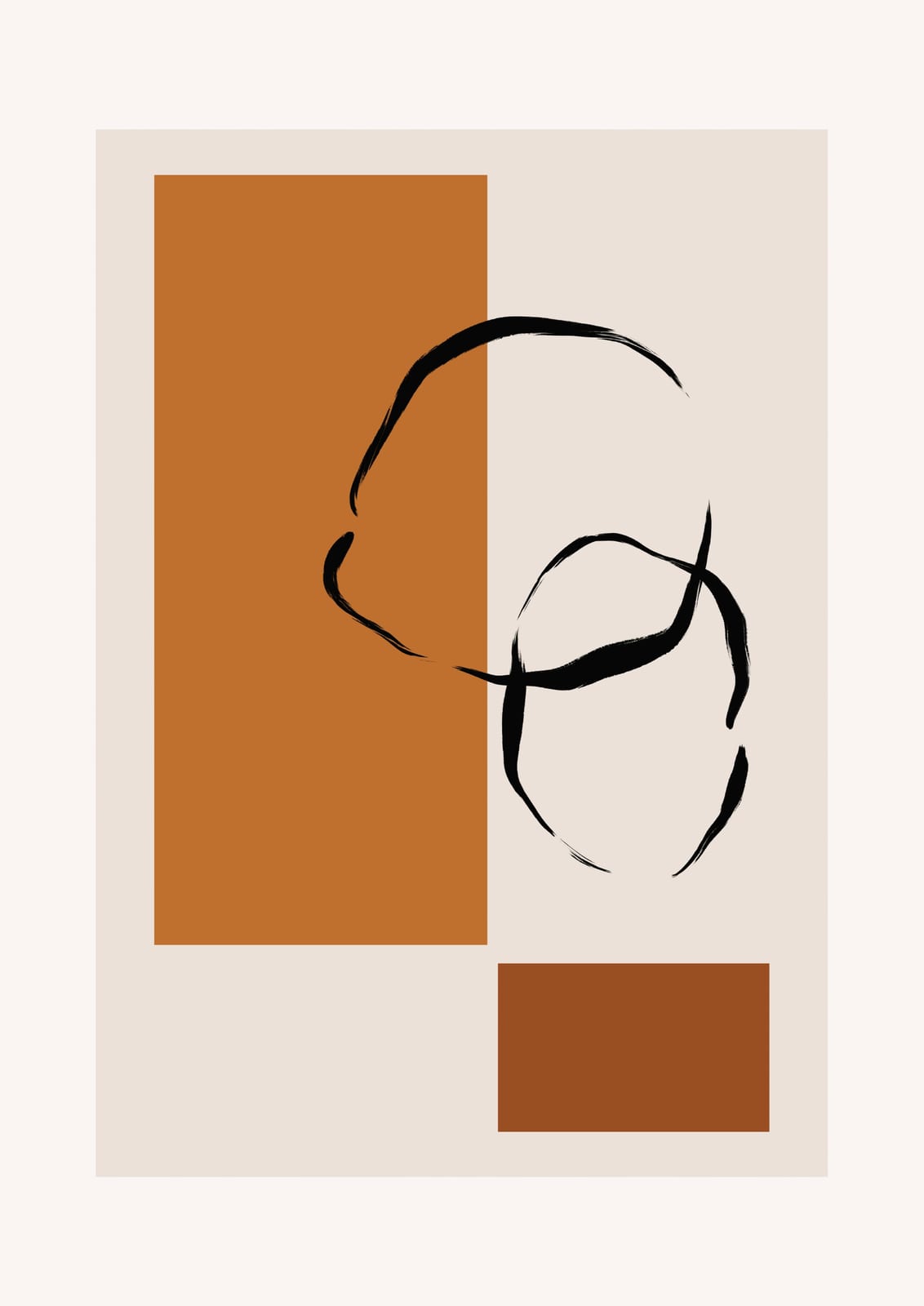 black loops over an ochre rectangle.