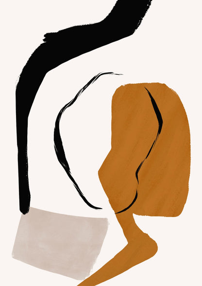 a broad black brushstroke beside an ochre shape.