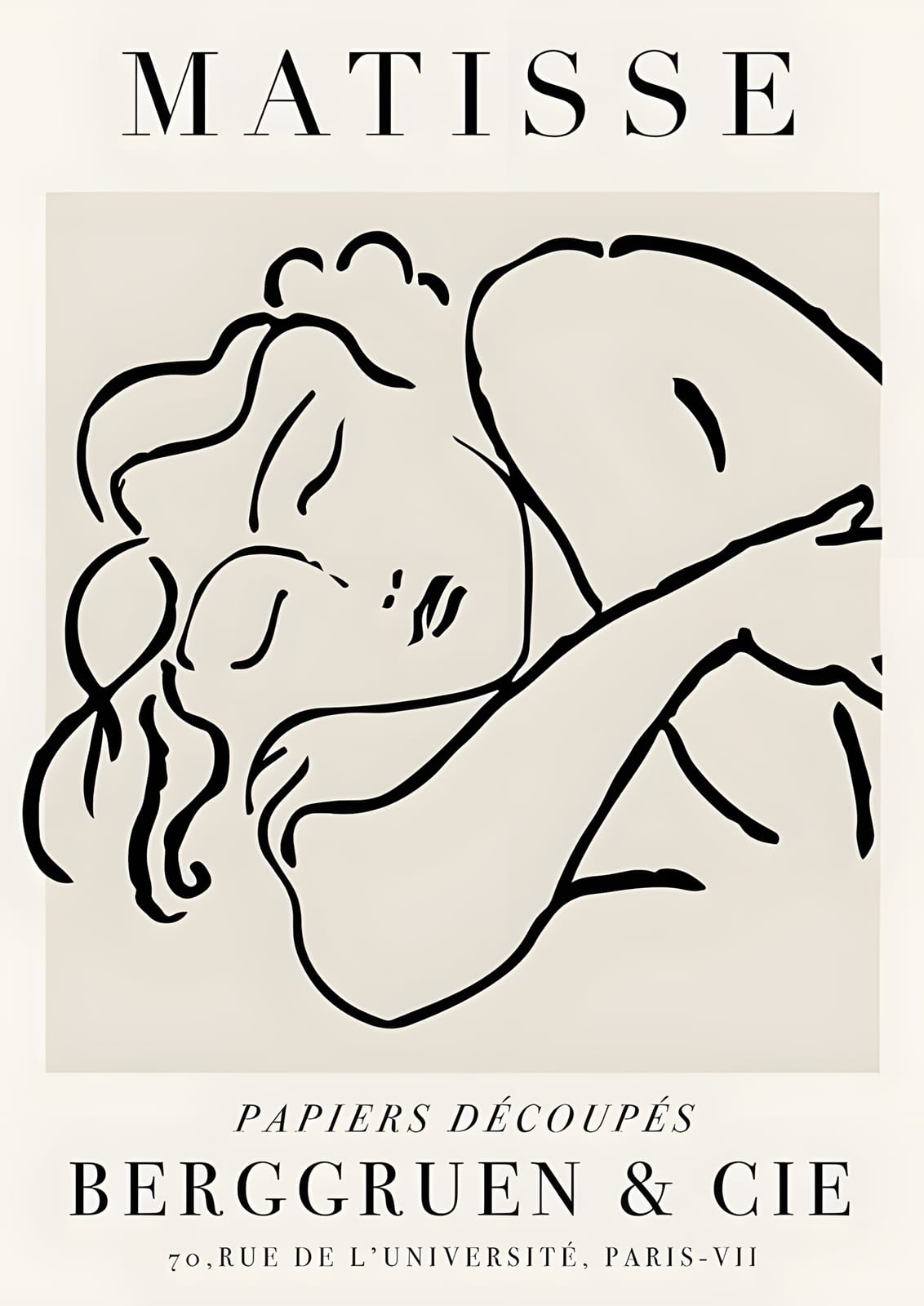 a resting figure in black line on a beige field