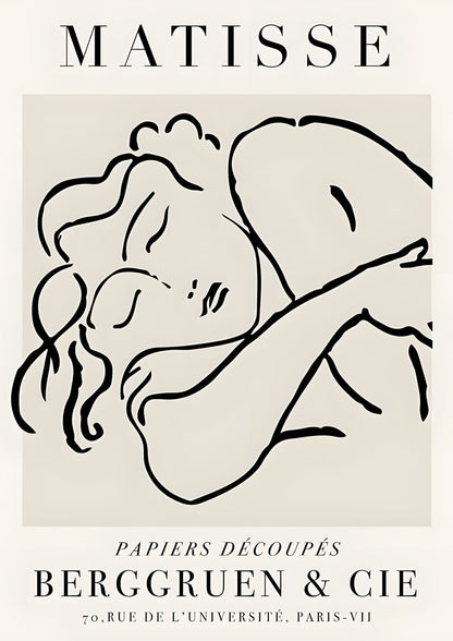 a resting figure in black line on a beige field