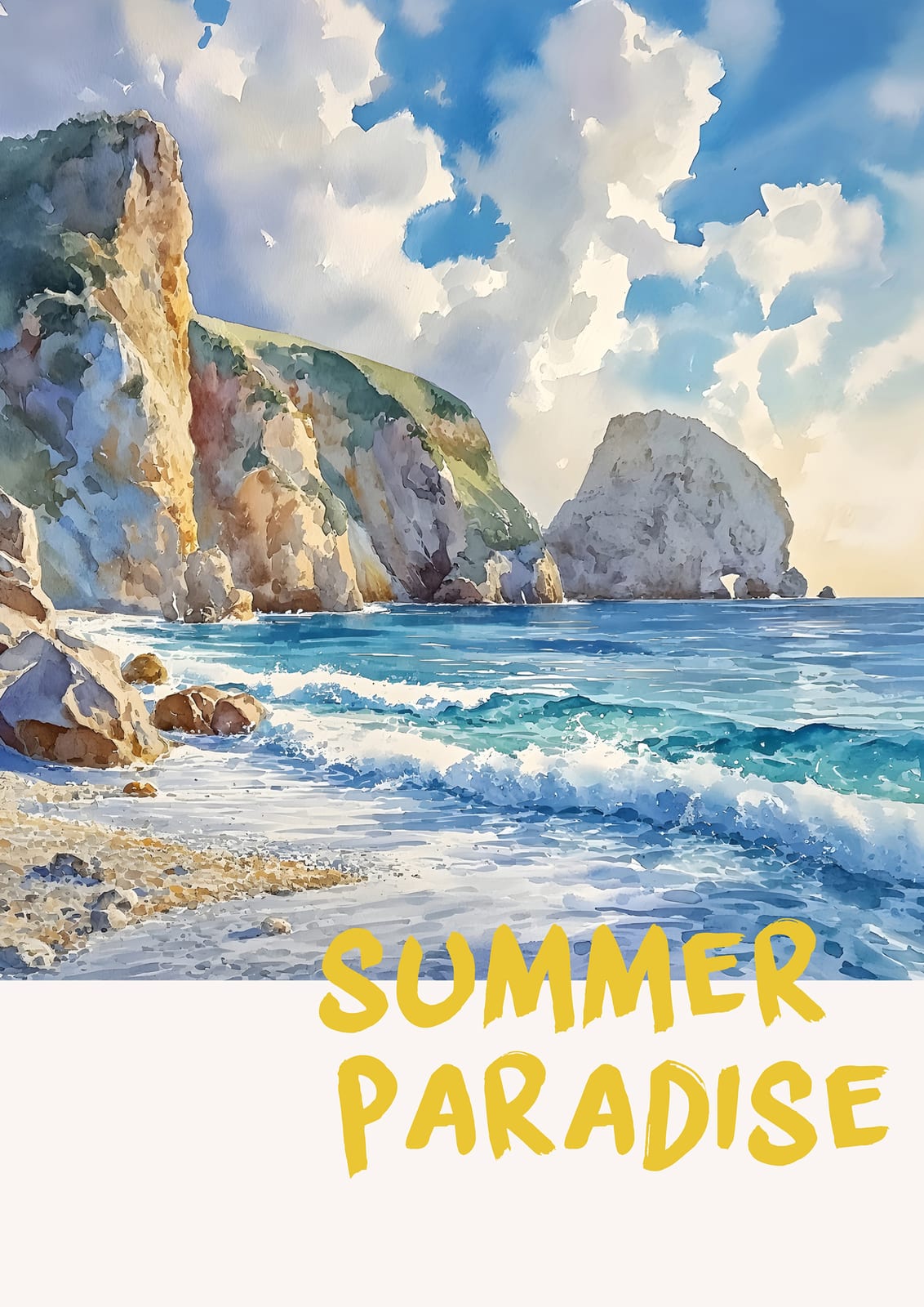 sea cliffs and waves with SUMMER PARADISE.