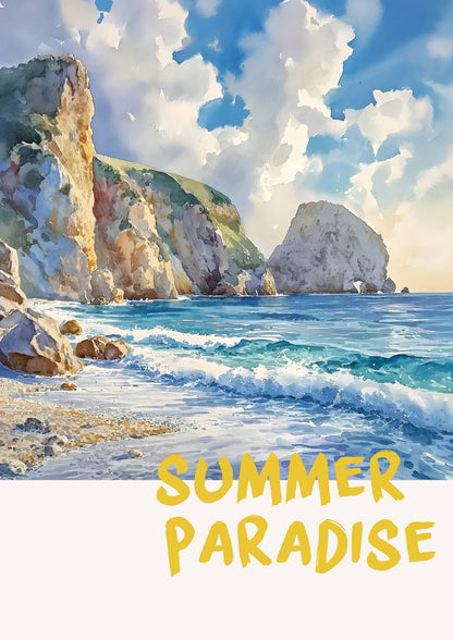 sea cliffs and waves with SUMMER PARADISE.