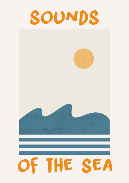 turquoise waves and three stripes beneath a yellow sun.