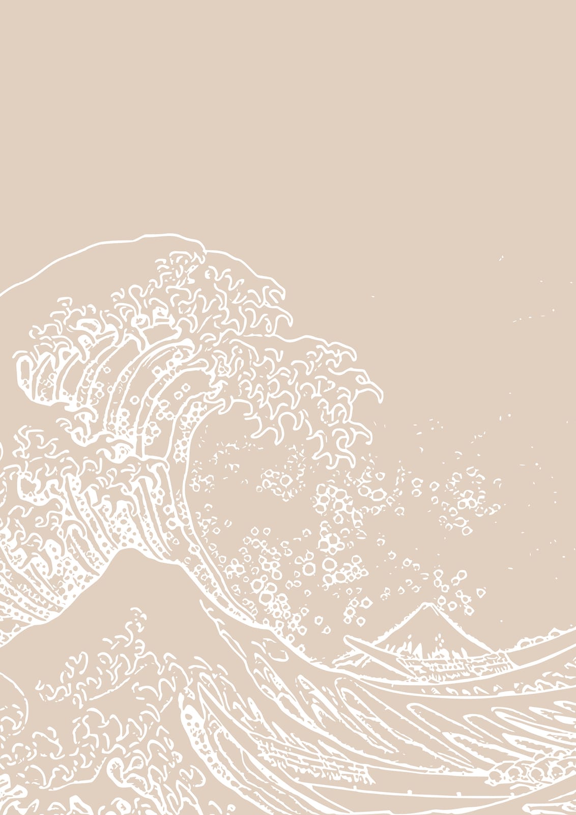 white breaking-wave outline on beige.