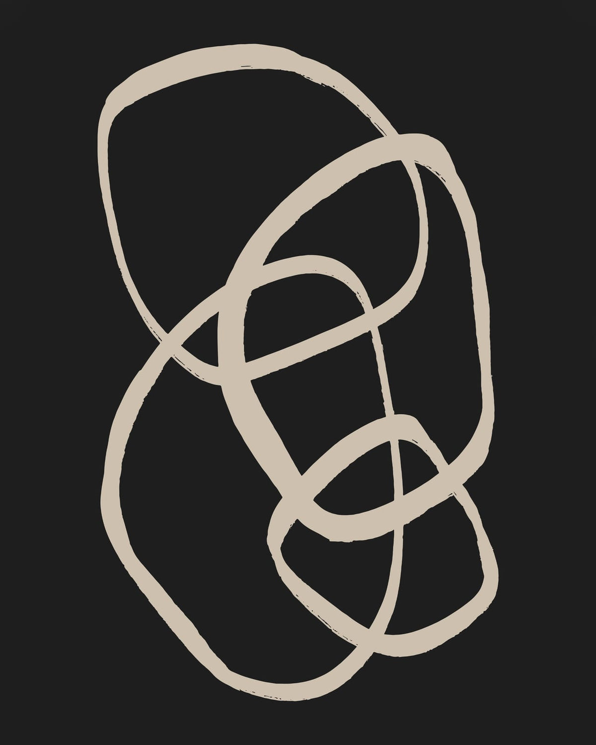 Interlocking beige loops on a dark background.