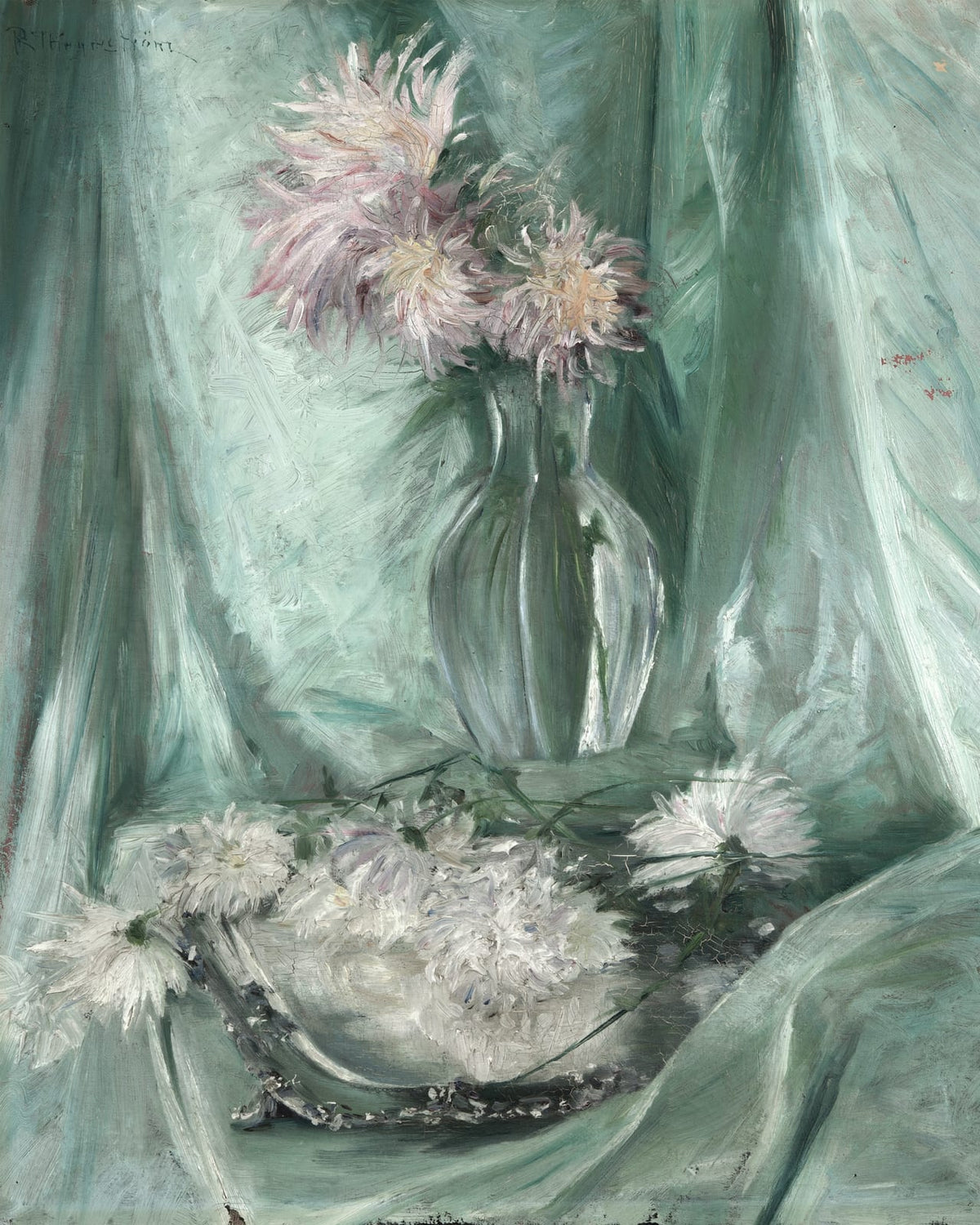 A painted floral still life.
