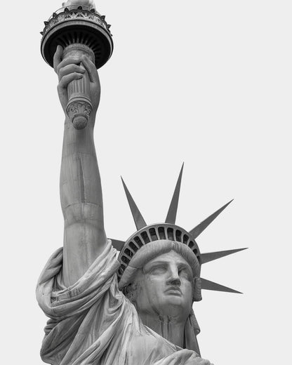 A close view of the Statue of Liberty.