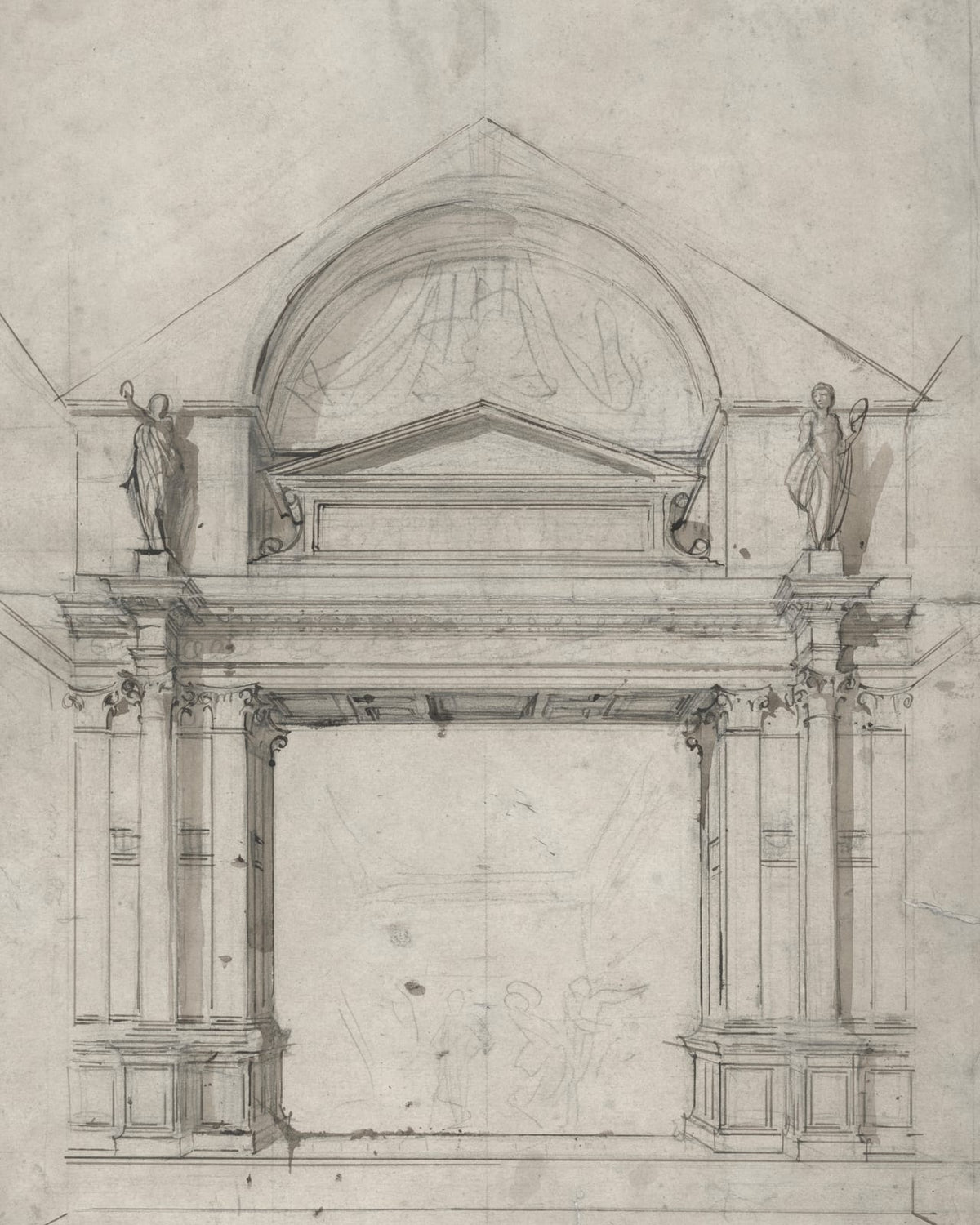 A stage opening framed by classical columns.