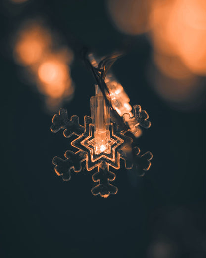 A bright snowflake on a warm background.