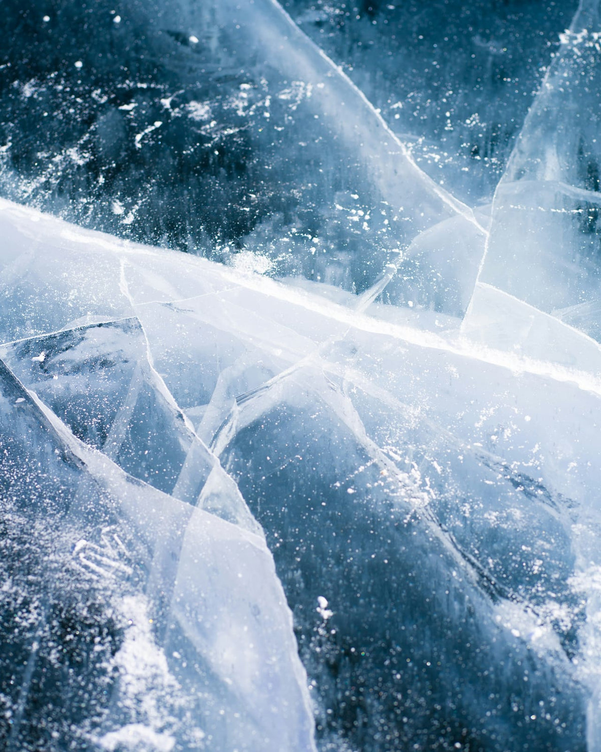 Translucent blue ice formations.