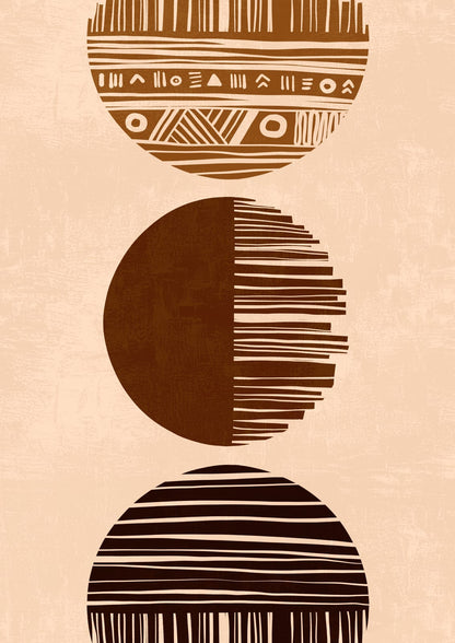 Circles, stripes, and decorative signs form an abstract composition.