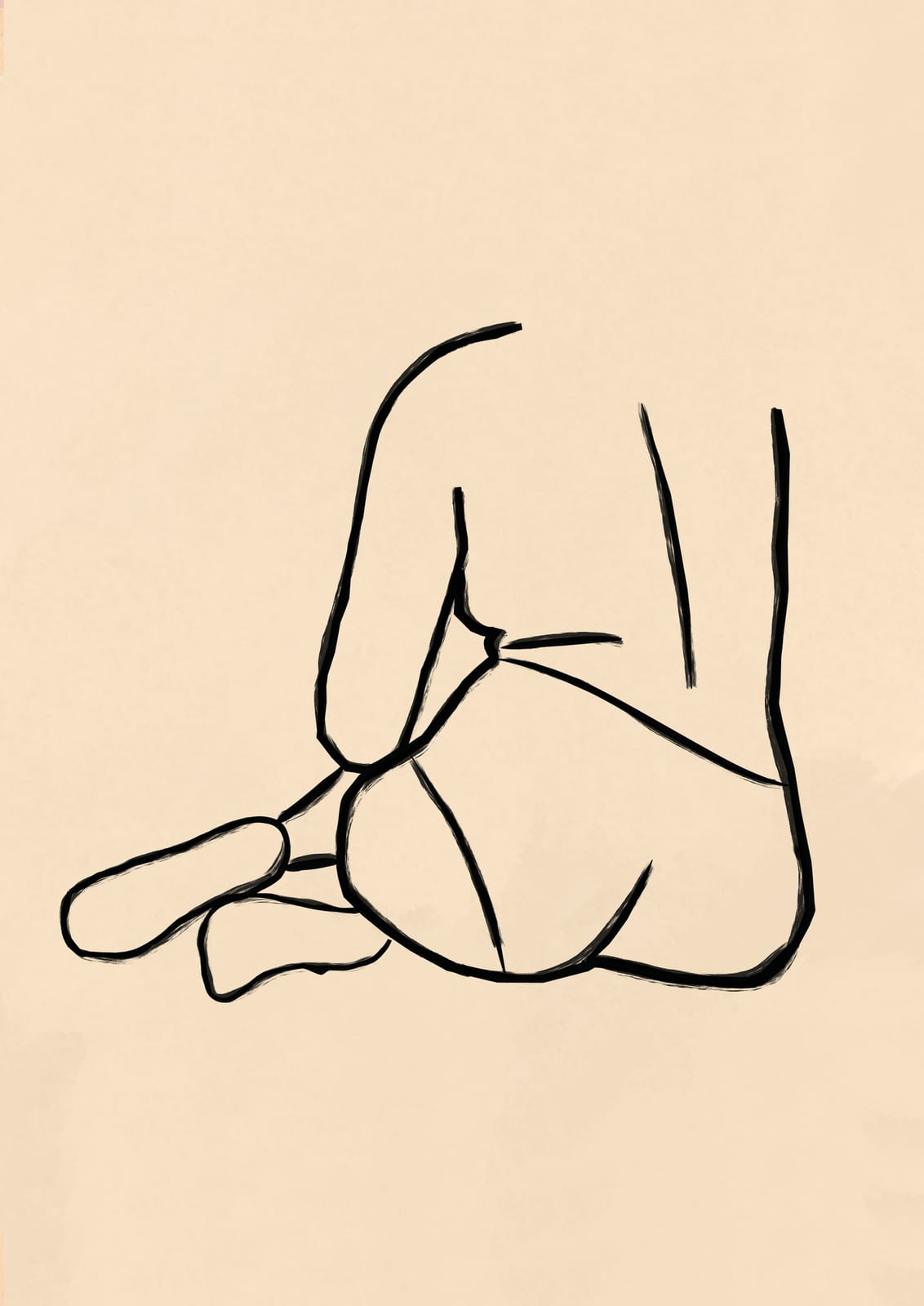 a seated figure in a dark outline, shown in profile