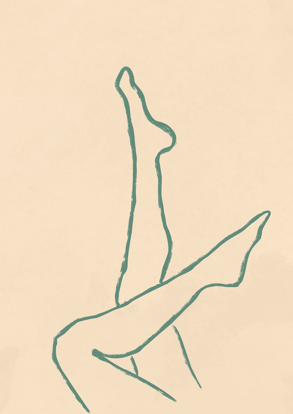 a seated figure drawn with a green outline